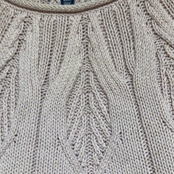 Chaps dusty pink yoke sweater with metallic thread - Picture 2 of 5
